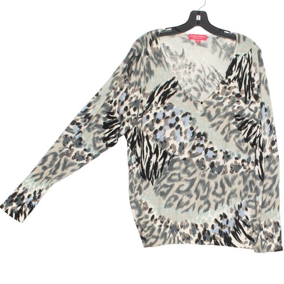 Charlotte Tarantola Sweater Animal Boho Safari Minimalist Casual Neutral Size 2X - Picture 6 of 6